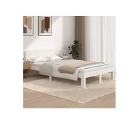 vidaXL Cadre de Lit Cadre à Lattes sur Pied Lit Adulte Sommier à Lattes Meuble de Chambre à Coucher Lit Double Blanc Bois de Pin Massif 120x200 cm Blanc
