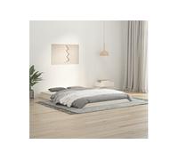 vidaXL Cadre de lit double adulte Sommier à lattes Bois massif de pin Blanc 135x190 cm