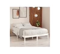 vidaXL Cadre de lit 810038 Bois de pin massif Sommier à lattes lit double Blanc 200x200 cm