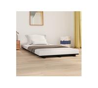 Vidaxl Cadre De Lit Noir 100x200 Cm Bois De Pin Massif Marron