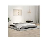 vidaXL Cadre de lit 823478 Noir 120x190 cm Bois de pin massif Petit double