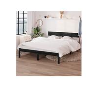 Vidaxl Cadre De Lit Noir Bois De Pin Massif 160x200 Cm Marron