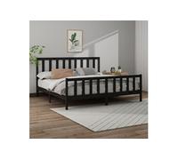 Cadre de Lit Noir Bois de Pin Massif 200x200 cm Double Sommier Adulte vidaXL