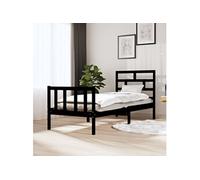 Bedframe massief grenenhout zwart 75x190 cm3101312