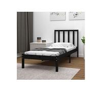Vidaxl Cadre De Lit Noir Bois De Pin Massif 75x190 Cm Petit Simple Marron