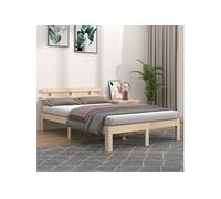 vidaXL Cadre de lit Bois massif 135x190 cm Double Marron
