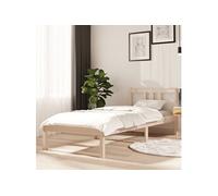 Cadre de Lit Bois Massif Gris 135x190 cm Adulte Chambre Double Sommier vidaXL
