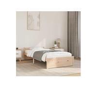 vidaXL Cadre de lit bois massif 75x190 cm Petit simple Marron (sans matelas)