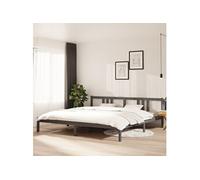 Bedframe massief hout grijs 200x200 cm814906