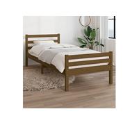 vidaXL Cadre de lit Marron miel Bois massif 75x190 cm Petit simple