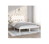 Cadre de Lit Blanc Bois Massif 140x200 cm Adulte Double Sommier Chambre vidaXL