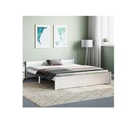 Bedframe massief hout wit 150x200 cm815050