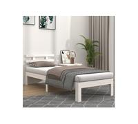 vidaXL Cadre de lit 814715 Bois massif blanc 75x190 cm Petit simple