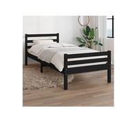 vidaXL Bedframe massief hout zwart 100x200 cm814813 Noir G