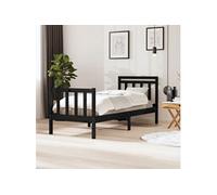 vidaXL Bedframe massief hout zwart 75x190 cm3100683 Noir G
