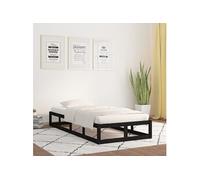 Bedframe massief hout zwart 75x190 cm820825