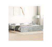 vidaXL Cadre de lit double Tête et pied de lit avec sommier à lattes Gris Béton 200x200 cm
