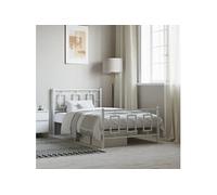 Bedframe met hoofd- en voeteneinde metaal wit 100x190 cm374302