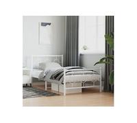 vidaXL Cadre de lit avec tête et pied de lit en métal blanc 100x190 cm