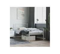 Bedframe met hoofd- en voeteneinde metaal wit 107x203 cm372340