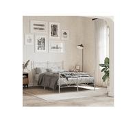 Vidaxl Cadre De Lit Métal Avec Tête De Lit/Pied De Lit Blanc 120x200cm Blanc