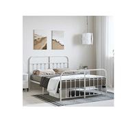 Bedframe met hoofd- en voeteneinde metaal wit 135x190 cm352644