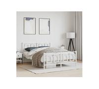 Bedframe met hoofd- en voeteneinde metaal wit 135x190 cm374307