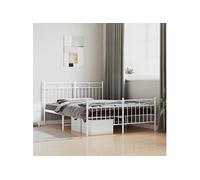 Bedframe met hoofd- en voeteneinde metaal wit 140x190 cm373758