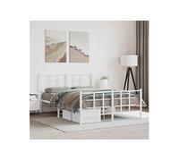 Vidaxl Cadre De Lit Métal Avec Tête De Lit/Pied De Lit Blanc 140x200cm Blanc