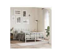 vidaXL Cadre de lit avec tête et pied de lit en métal blanc 140x200 cm