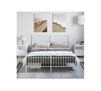 vidaXL Bedframe met hoofd- en voeteneinde metaal wit 150x200 cm350951 Blanc G