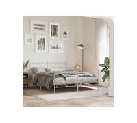 vidaXL Bedframe met hoofd- en voeteneinde metaal wit 150x200 cm376571 Blanc G