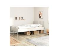 Cadre De Lit Métal Avec Tête De Lit/Pied De Lit Blanc 160x200cm