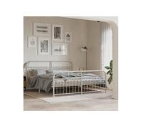 Bedframe met hoofd- en voeteneinde metaal wit 183x203 cm376671