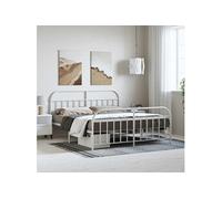 Bedframe met hoofd- en voeteneinde metaal wit 183x213 cm353707
