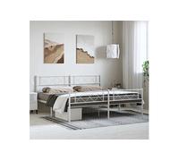 Bedframe met hoofd- en voeteneinde metaal wit 183x213 cm372349
