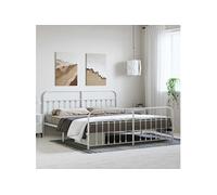 Cadre de lit métal avec tête de lit/pied de lit blanc 183x213cm vidaXL