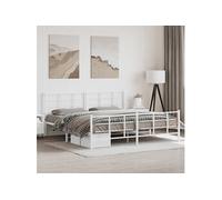 Bedframe met hoofd- en voeteneinde metaal wit 193x203 cm355634