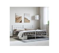 Bedframe met hoofd- en voeteneinde metaal wit 193x203 cm355732