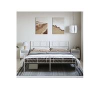Bedframe met hoofd- en voeteneinde metaal wit 193x203 cm372252