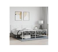 vidaXL Bedframe met hoofd- en voeteneinde metaal wit 193x203 cm376299 Blanc G