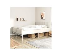 vidaXL Cadre de lit métal 350956 200x200 cm avec tête et pied blanc