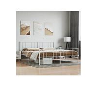 Vidaxl Cadre De Lit Métal Avec Tête De Lit/Pied De Lit Blanc 200x200cm Blanc