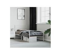 Bedframe met hoofd- en voeteneinde metaal wit 75x190 cm352376
