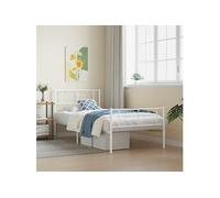 Vidaxl Cadre De Lit Métal Sans Matelas Avec Pied De Lit Blanc 75x190cm Blanc