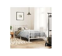 Bedframe met hoofd- en voeteneinde metaal wit 90x190 cm376383