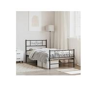 vidaXL Cadre de lit en métal sans matelas avec pied de lit noir 107 x 203 cm