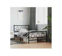 Bedframe met hoofd- en voeteneinde metaal zwart 107x203 cm376240