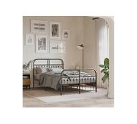 Vidaxl Cadre De Lit Métal Avec Tête De Lit/Pied De Lit Noir 120x200 Cm Noir