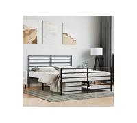 Cadre de Lit Métal avec Tête de Lit Pied de Lit Simple Noir 90x190 cm vidaXL